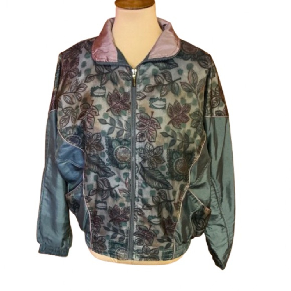 Vtg 90s floral windbreaker jacket